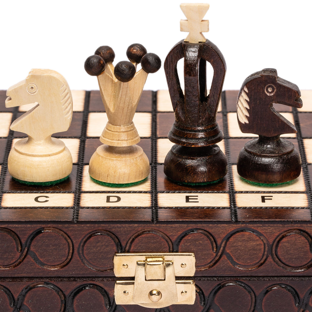 Husaria European International Chess Wooden Game Set, "King's Classic" - 11.3" Small Size Chess Set