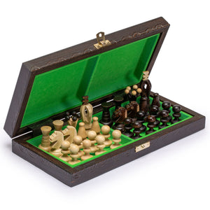 Husaria European International Chess Wooden Game Set, "King's Continental" - 11.3" Small Size Chess Set