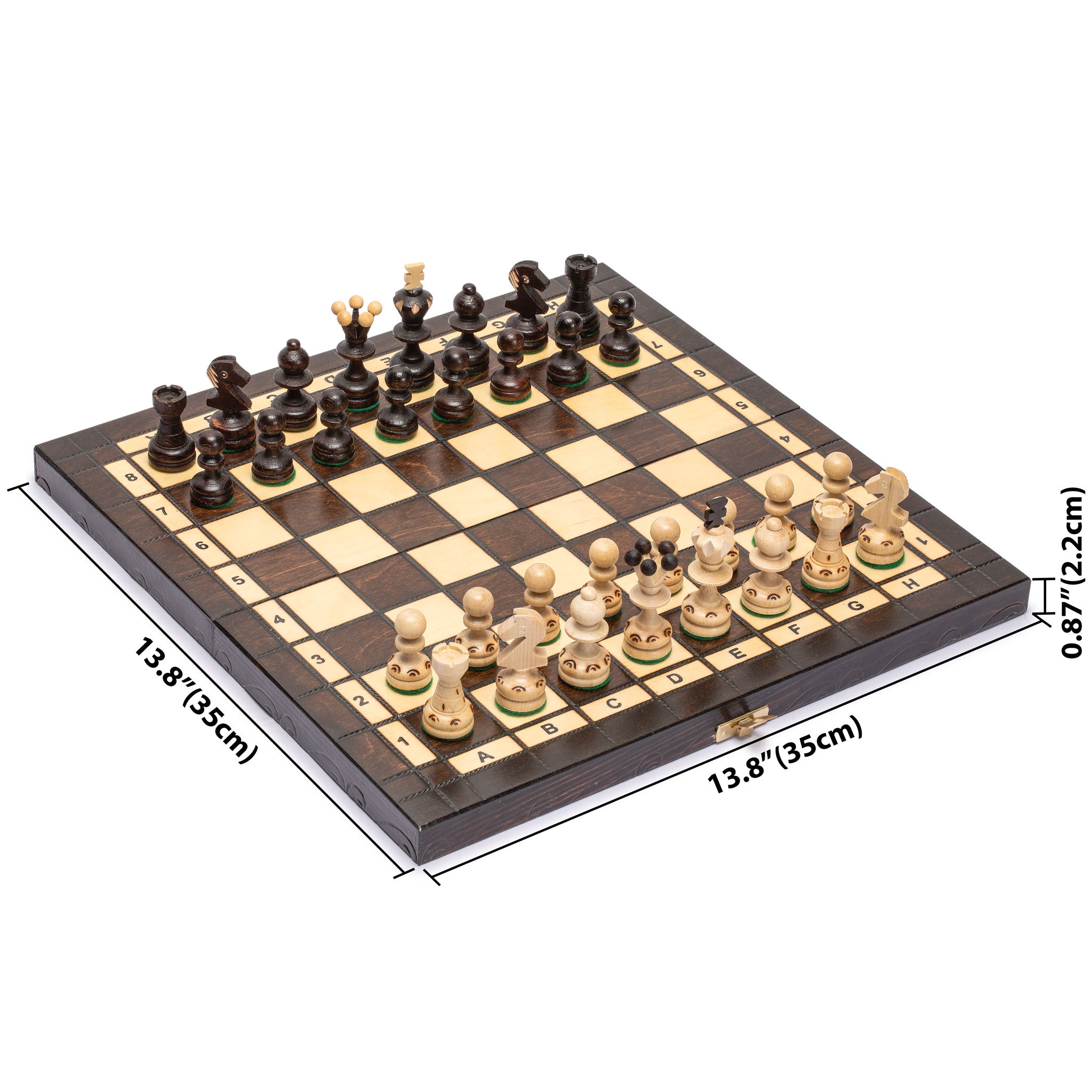 Husaria European International Chess Wooden Game Set "Regal" - 13.8" Medium Size Chess Set