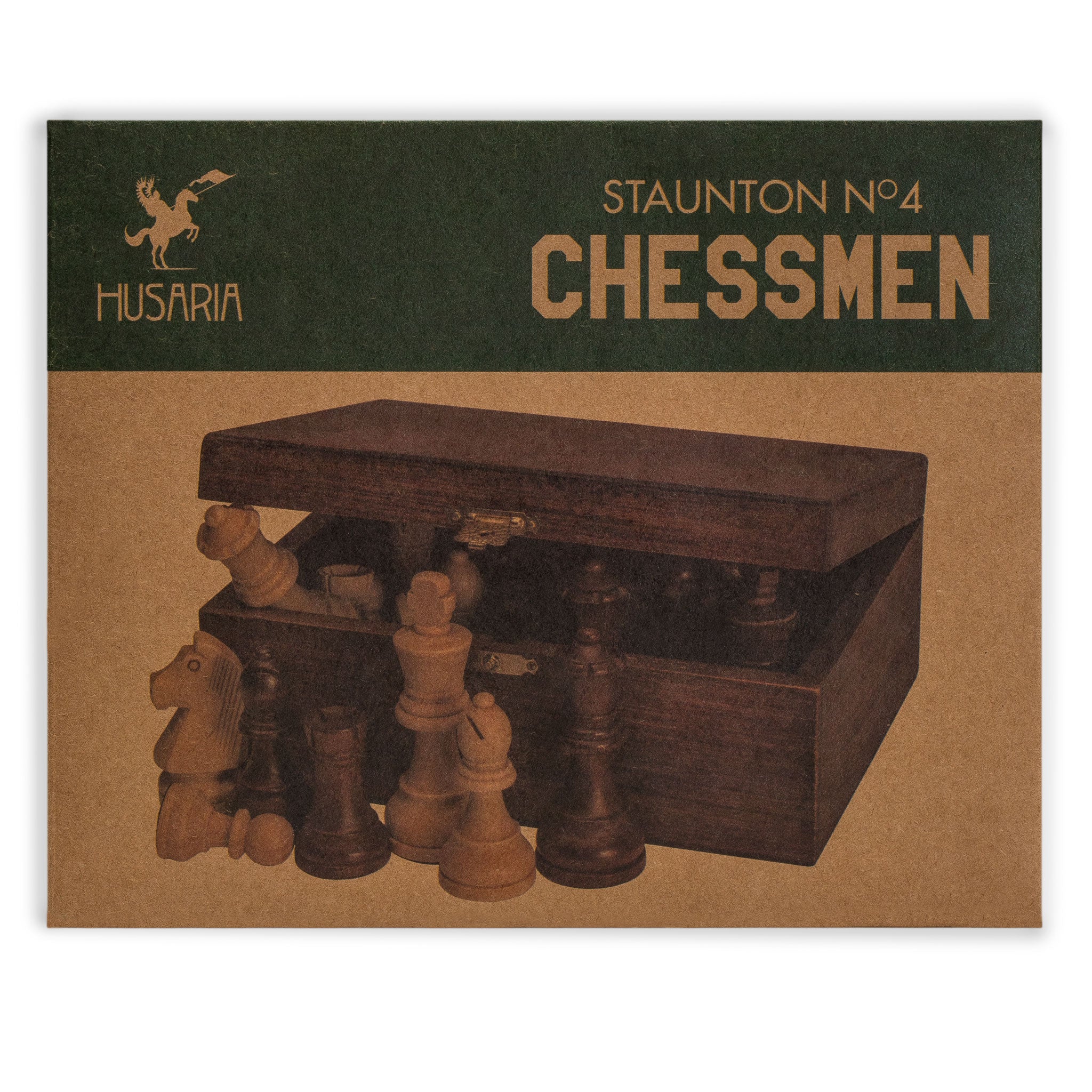 Husaria Staunton Tournament No. 4 Chessmen with 2 Extra Queens and Wooden Box, 3" Kings-Husaria