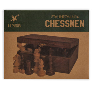 Husaria Staunton Tournament No. 4 Chessmen with 2 Extra Queens and Wooden Box, 3" Kings-Husaria