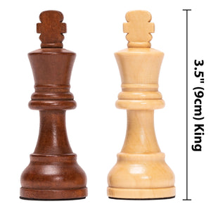 Husaria Staunton Tournament No. 5 Chessmen with 2 Extra Queens and Wooden Box, 3.5" Kings-Husaria