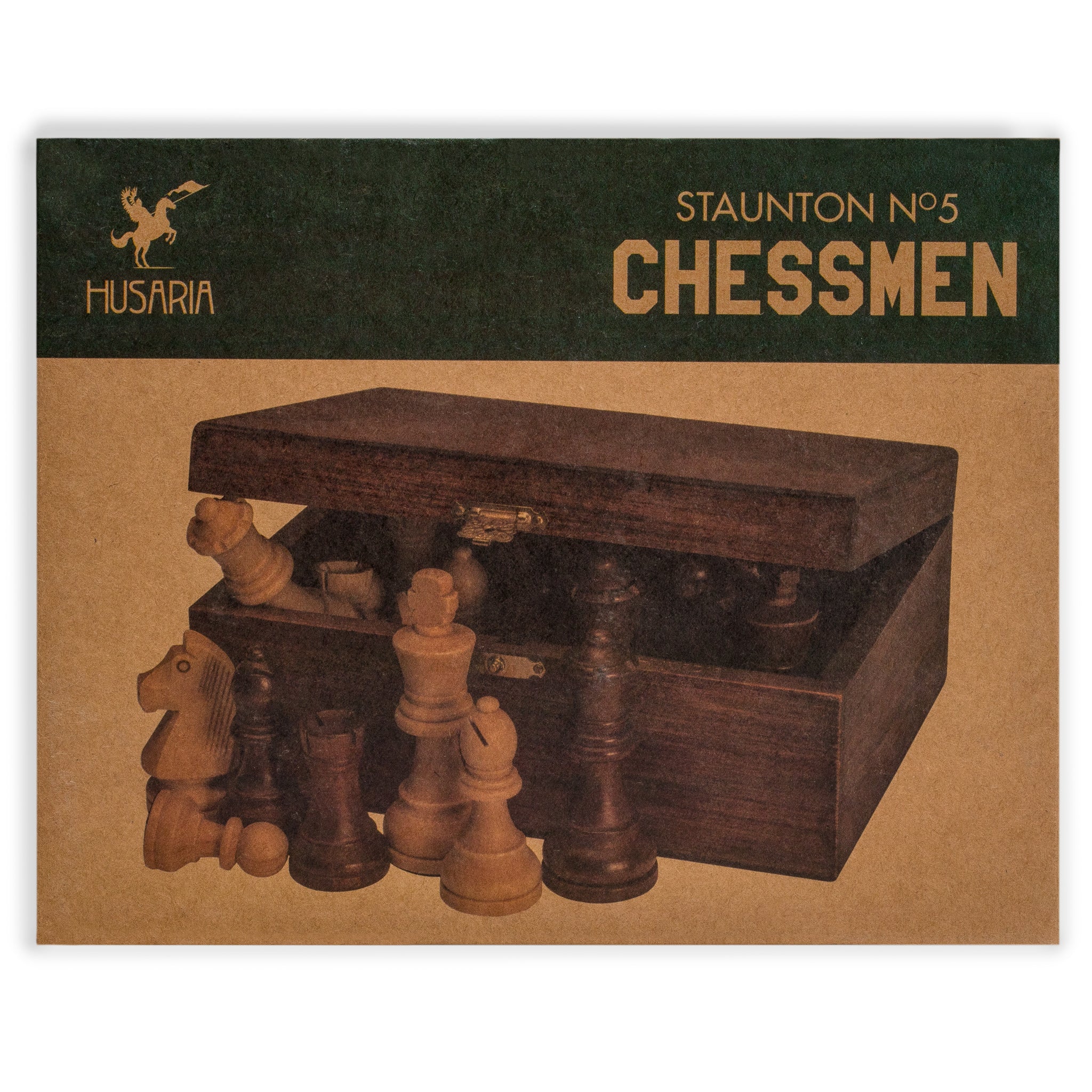 Husaria Staunton Tournament No. 5 Chessmen with 2 Extra Queens and Wooden Box, 3.5" Kings-Husaria
