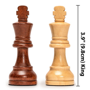 Husaria Staunton Tournament No. 6 Chessmen with 2 Extra Queens and Wooden Box, 3.9" Kings-Husaria