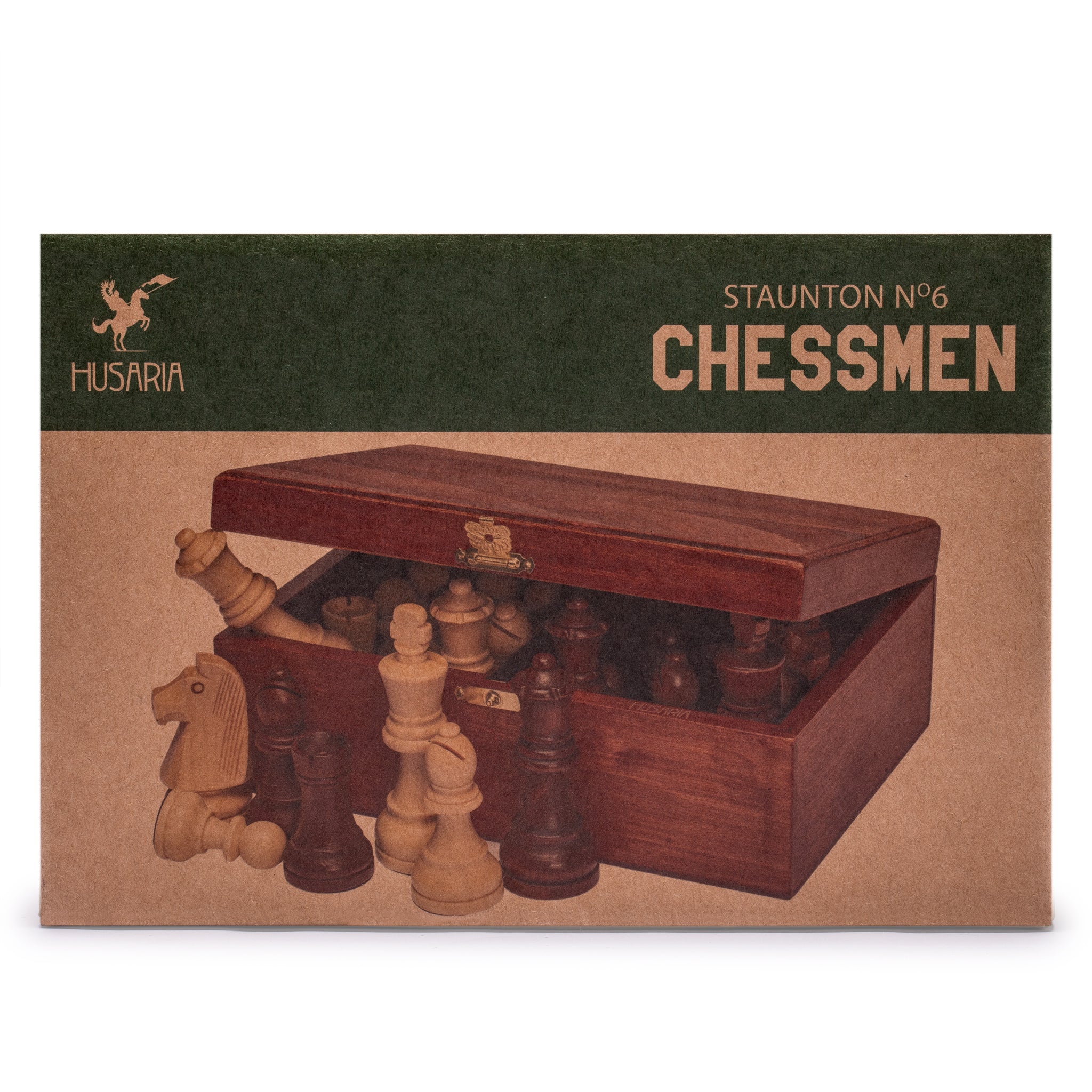 Husaria Staunton Tournament No. 6 Chessmen with 2 Extra Queens and Wooden Box, 3.9" Kings-Husaria