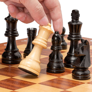 Husaria Staunton Tournament No. 5 Chessmen with 2 Extra Queens and Wooden Box, 3.6" Kings-Husaria