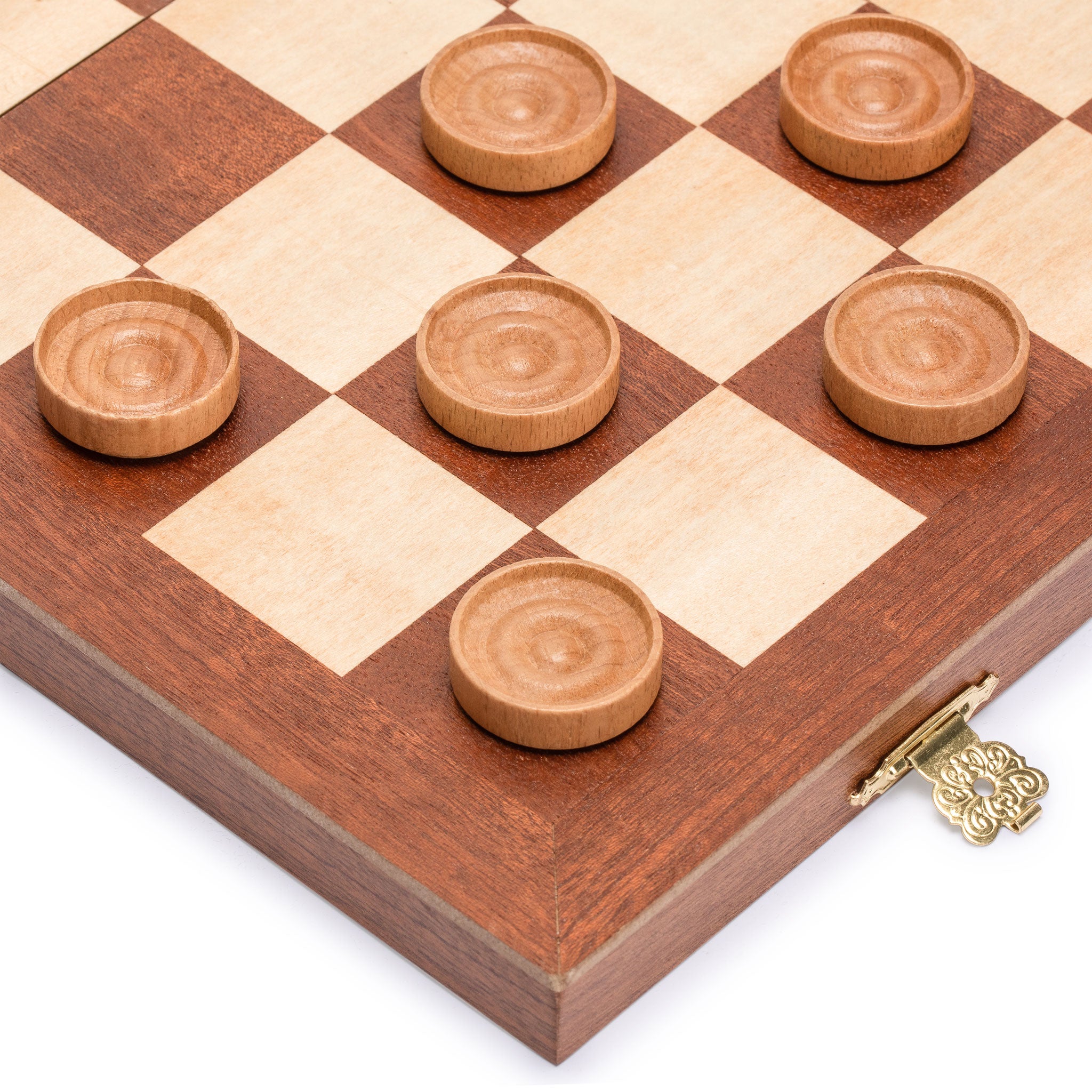 Husaria 14.2" International Checkers Folding Wooden Game Set - 8x8 Board-Husaria