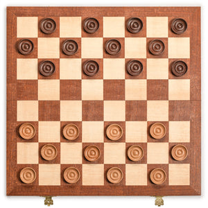 Husaria 14.2" International Checkers Folding Wooden Game Set - 8x8 Board-Husaria