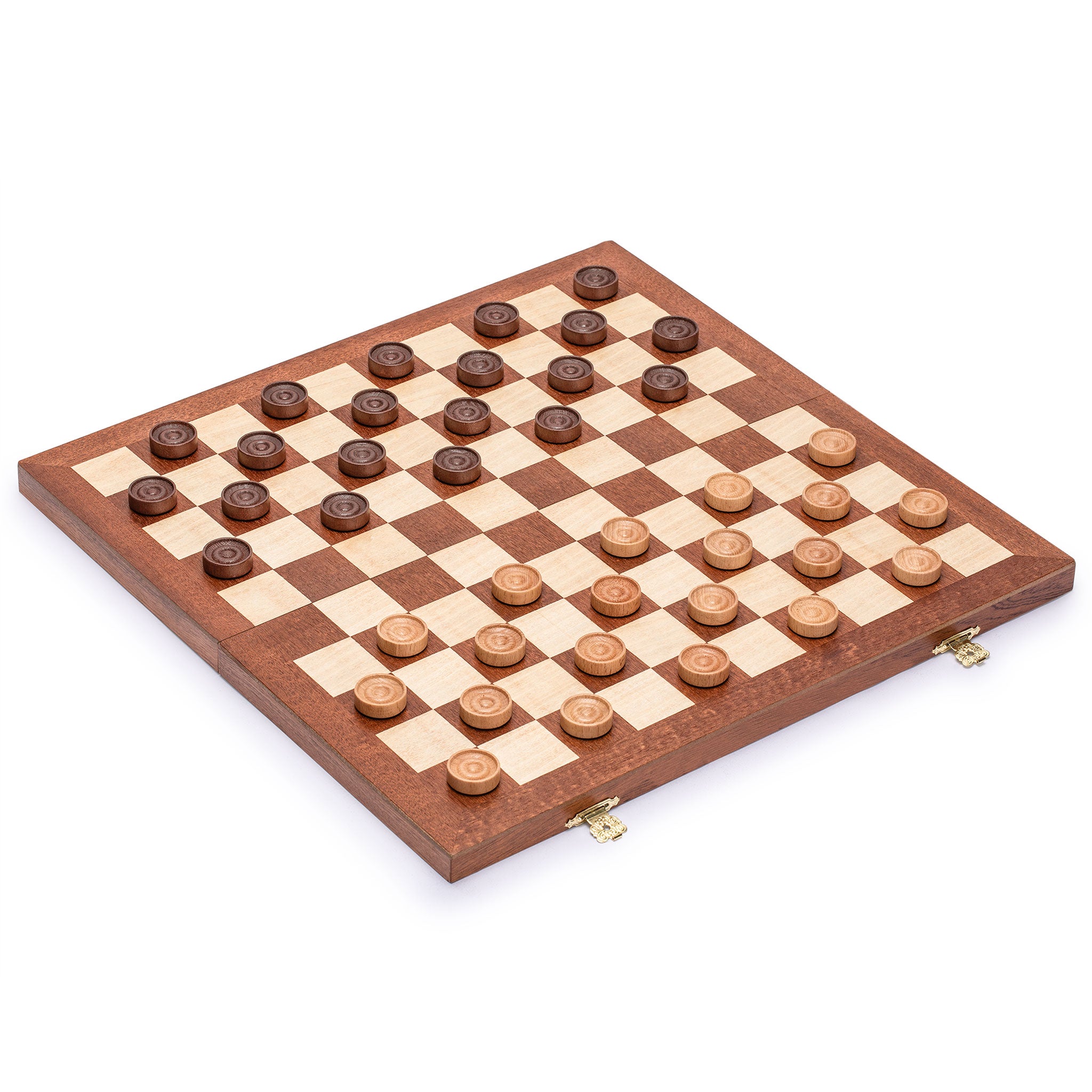 Husaria 15.4-Inch International Checkers Folding Wooden Game Set - 10x10 Board-Husaria