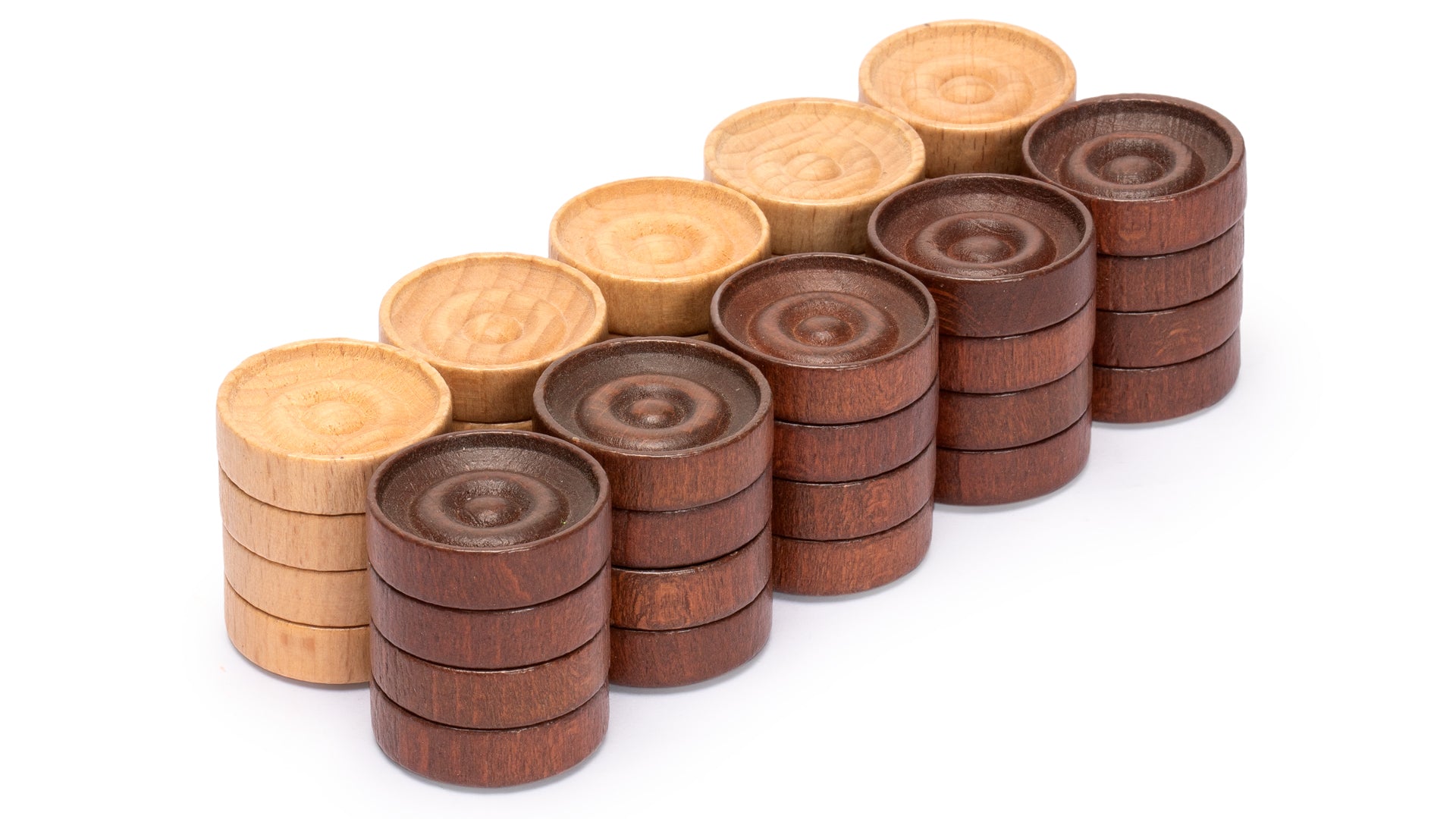 Husaria Wooden Italian Style Checker Pieces with Stackable Ridges and Drawstring Pouch, 40 Pieces-Husaria
