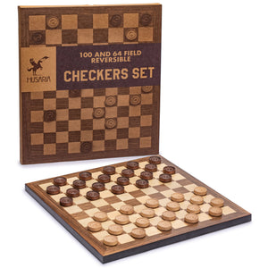 Husaria Reversible Checkers and Draughts Wooden Game Set - 10x10 and 8x8 Board-Husaria