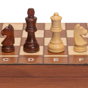 Medium 3-in-1 Wooden Chess, Checkers, and Backgammon Board Game Set - 16"-Husaria