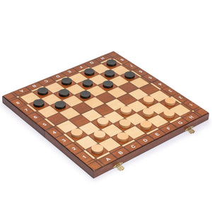 Medium 3-in-1 Wooden Chess, Checkers, and Backgammon Board Game Set - 16"-Husaria