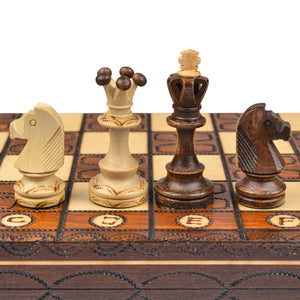 Handmade European Wooden Chess Set with 16-Inch Board and Hand Carved Chess Pieces, "Junior"-Husaria