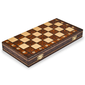 Handmade European Wooden Chess Set with 16-Inch Board and Hand Carved Chess Pieces, "Junior"-Husaria