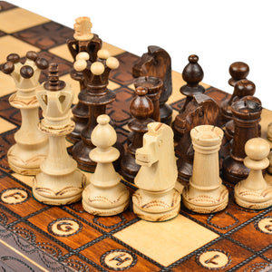 Handmade European Wooden Chess Set with 16-Inch Board and Hand Carved Chess Pieces, "Junior"-Husaria