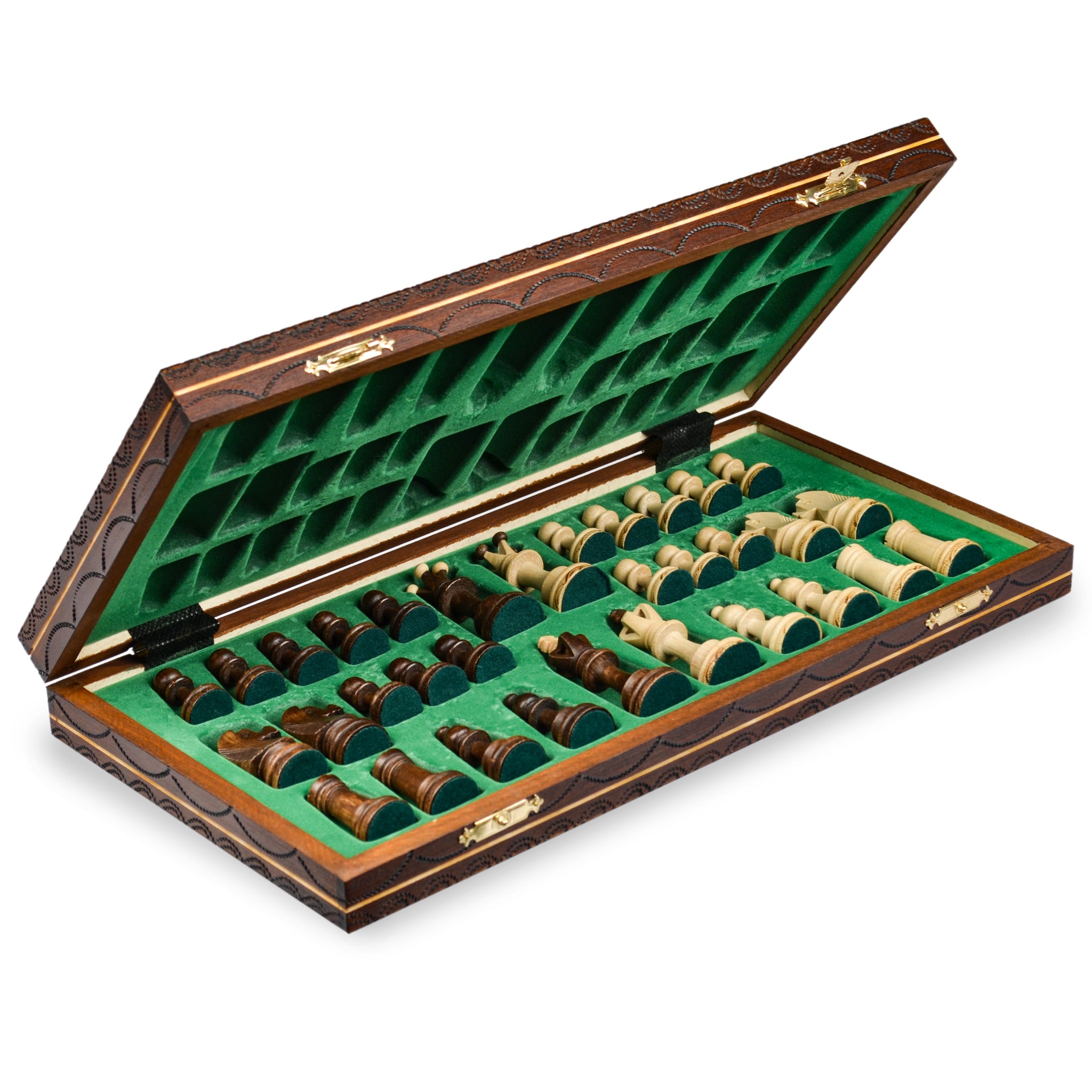 Handmade European Wooden Chess Set with 16-Inch Board and Hand Carved Chess Pieces, "Junior"-Husaria