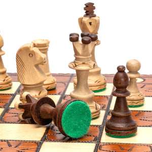 Handmade European Wooden Chess Set with 16-Inch Board and Hand Carved Chess Pieces, "Junior"-Husaria