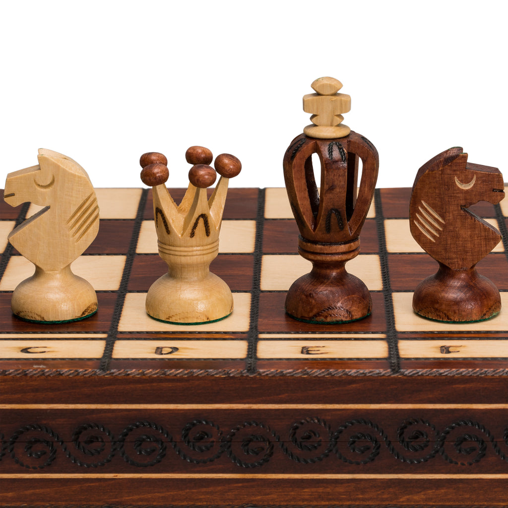 Wooden European International Chess Set, 19 x 18.5 Inches, "Royal 48"-Husaria