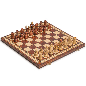 Wooden European International Chess Set, 19 x 18.5 Inches, "Royal 48"-Husaria