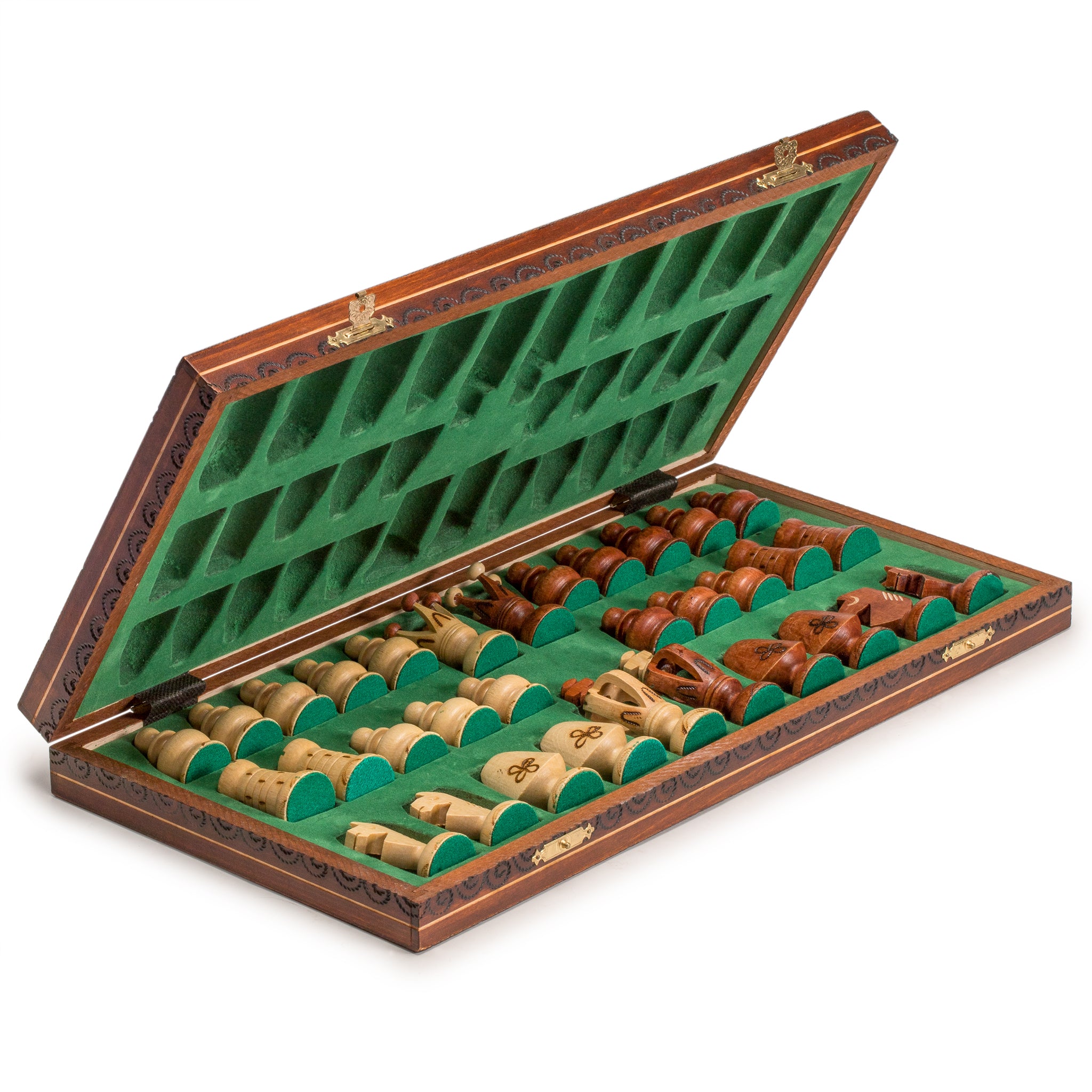 Wooden European International Chess Set, 19 x 18.5 Inches, "Royal 48"-Husaria