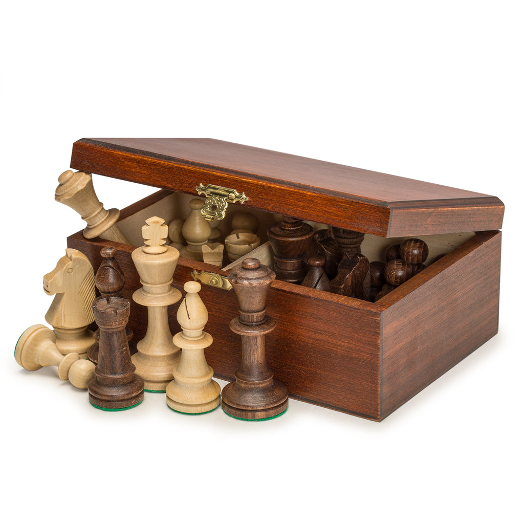 Staunton No. 5 Tournament Chess Pieces in Wooden Box - 3.5" King-Husaria