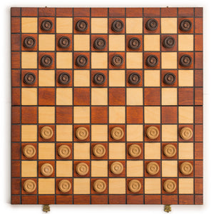 International Checkers (Draughts) Set in Folding Wooden Case - 100 Playing Field-Husaria