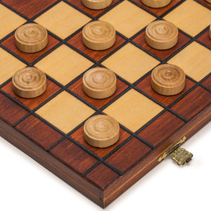 International Checkers (Draughts) Set in Folding Wooden Case - 100 Playing Field-Husaria