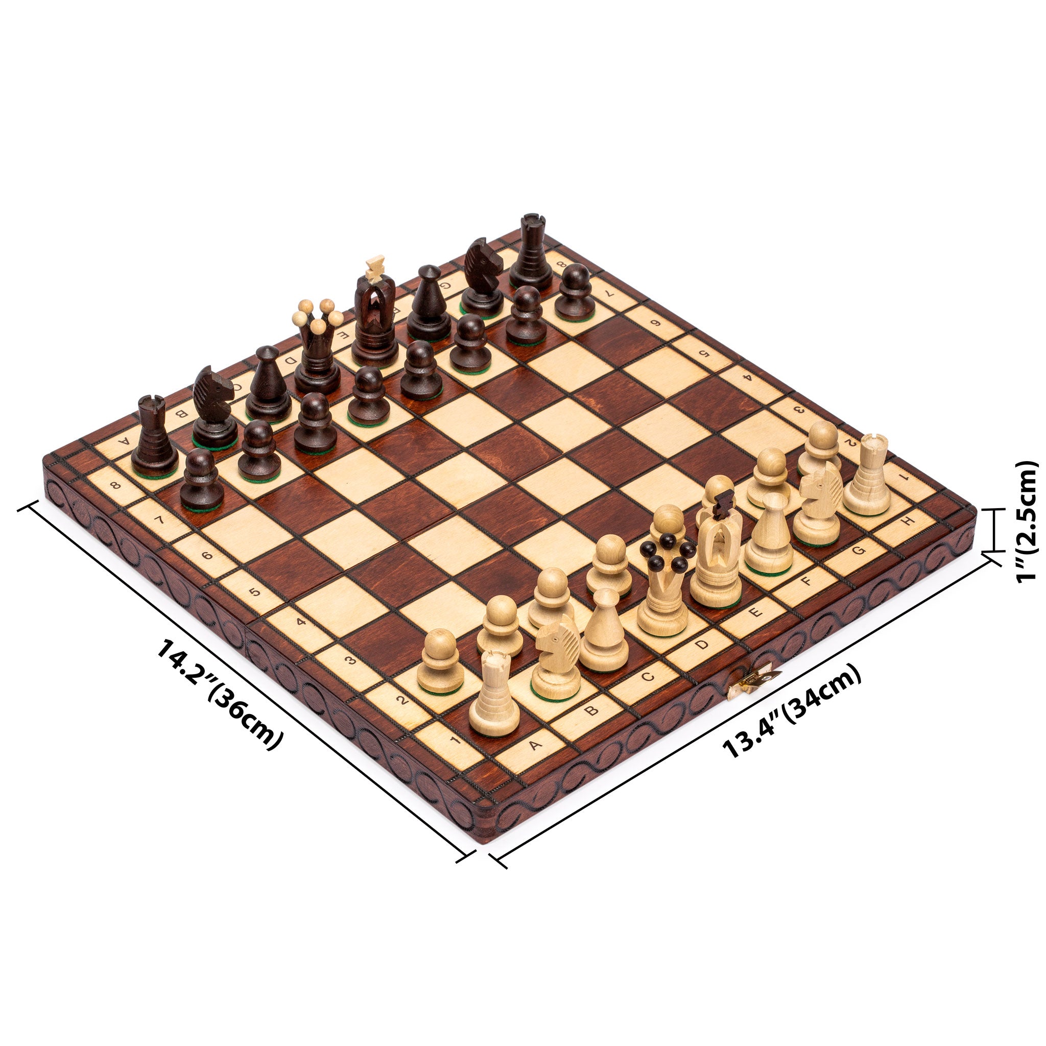 Husaria European International Chess Wooden Game Set, "King's International" - 14" Medium Size Chess Set-Husaria