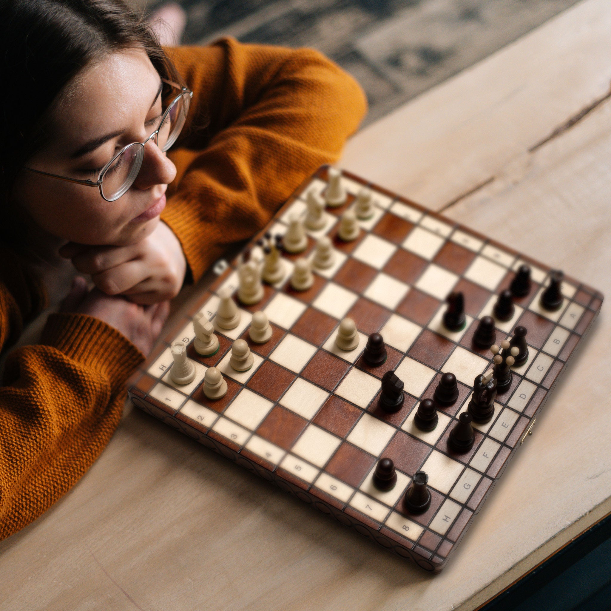 Husaria European International Chess Wooden Game Set, "King's International" - 14" Medium Size Chess Set-Husaria