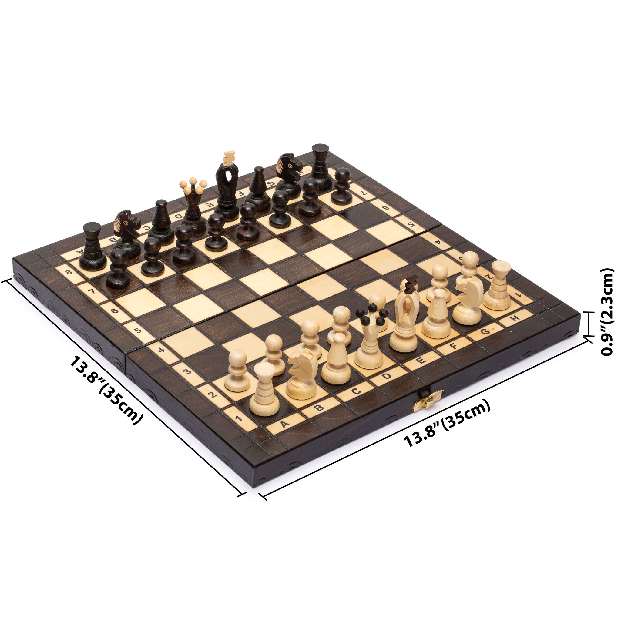 Husaria European International Chess Wooden Game Set, "King's Continental" - 13.8" Medium Size Chess Set-Husaria