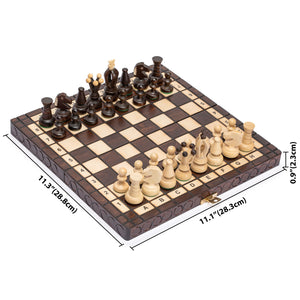 Husaria European International Chess Wooden Game Set, "King's Classic" - 11.3" Small Size Chess Set-Husaria