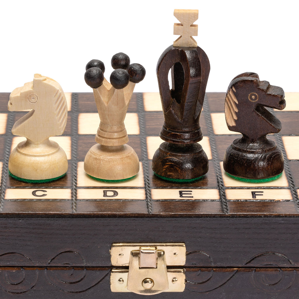 Husaria European International Chess Wooden Game Set, "King's Continental" - 11.3" Small Size Chess Set-Husaria