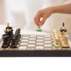 Husaria European International Chess Wooden Game Set, "King's Continental" - 11.3" Small Size Chess Set-Husaria