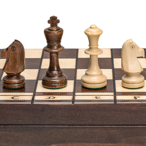 Husaria Large European Wooden Chess and Checkers Multi-Game Set, 19.7 Inches - with Foldable Board, Handcrafted Playing Pieces and Felt-lined Storage