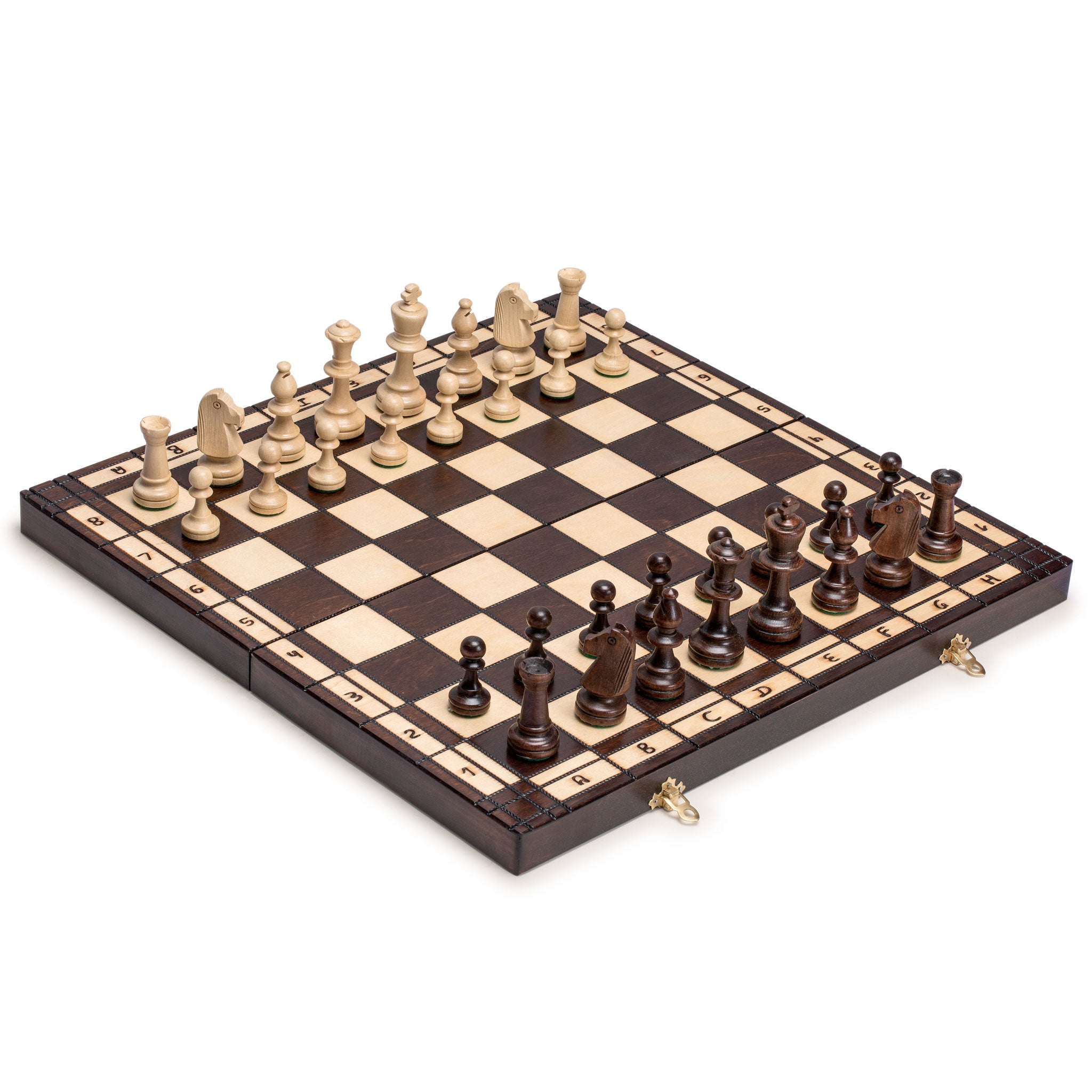 Husaria Large European Wooden Chess and Checkers Multi-Game Set, 19.7 Inches - with Foldable Board, Handcrafted Playing Pieces and Felt-lined Storage-Husaria