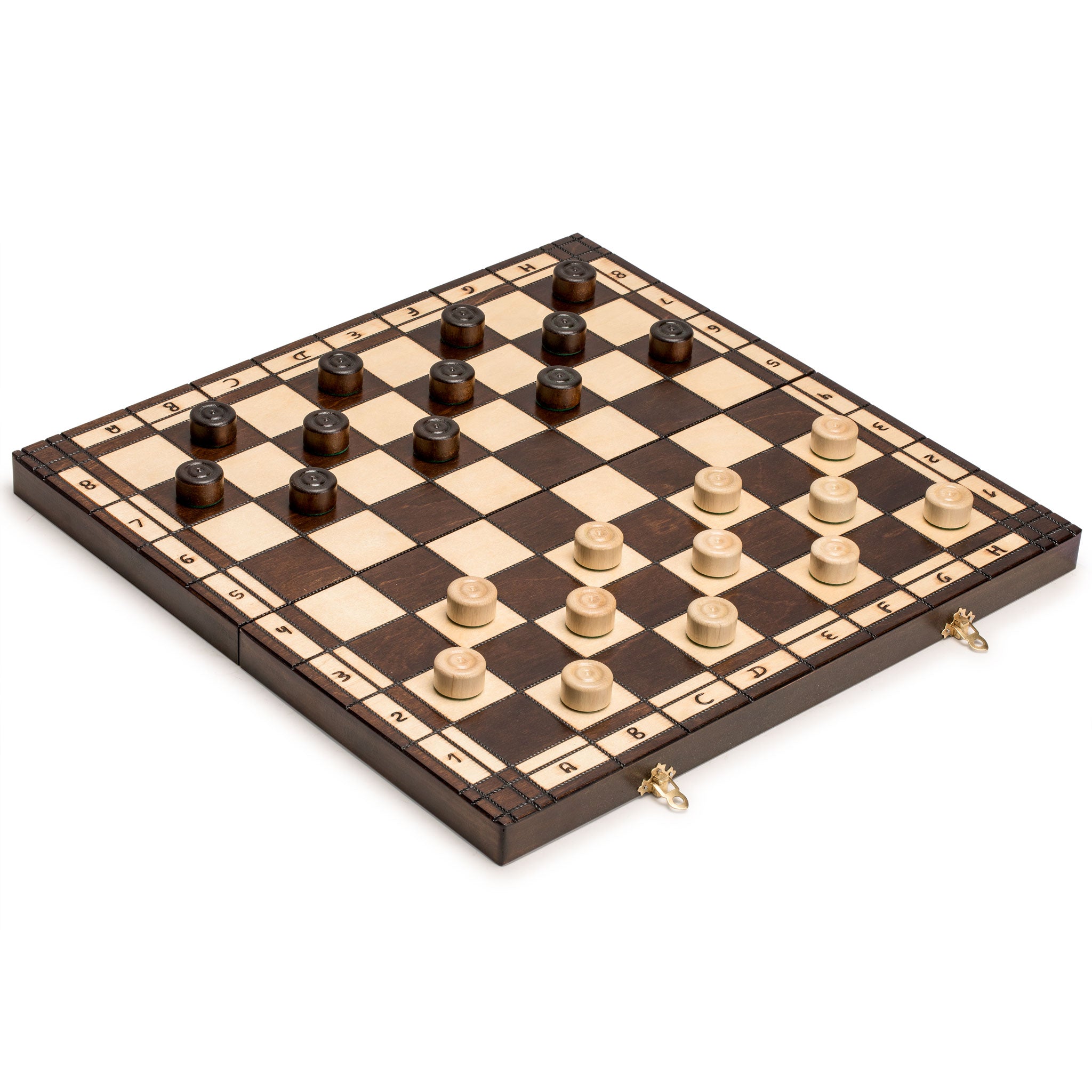 Husaria Large European Wooden Chess and Checkers Multi-Game Set, 19.7 Inches - with Foldable Board, Handcrafted Playing Pieces and Felt-lined Storage-Husaria