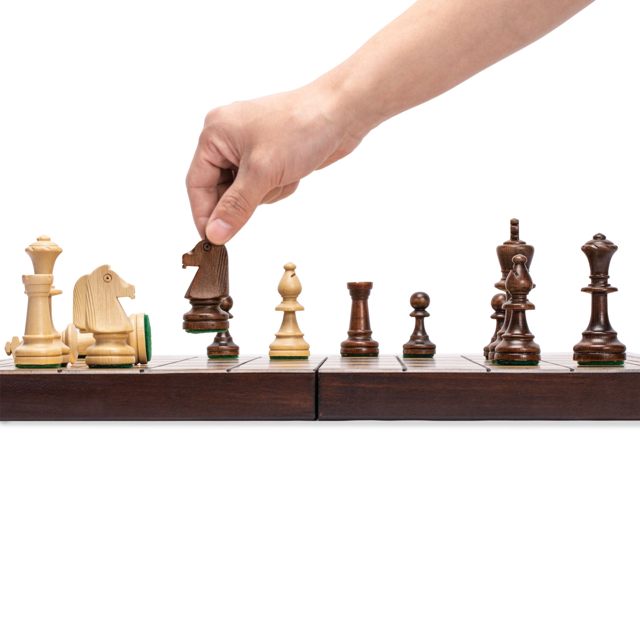 Husaria Large European Wooden Chess and Checkers Multi-Game Set, 19.7 Inches - with Foldable Board, Handcrafted Playing Pieces and Felt-lined Storage-Husaria
