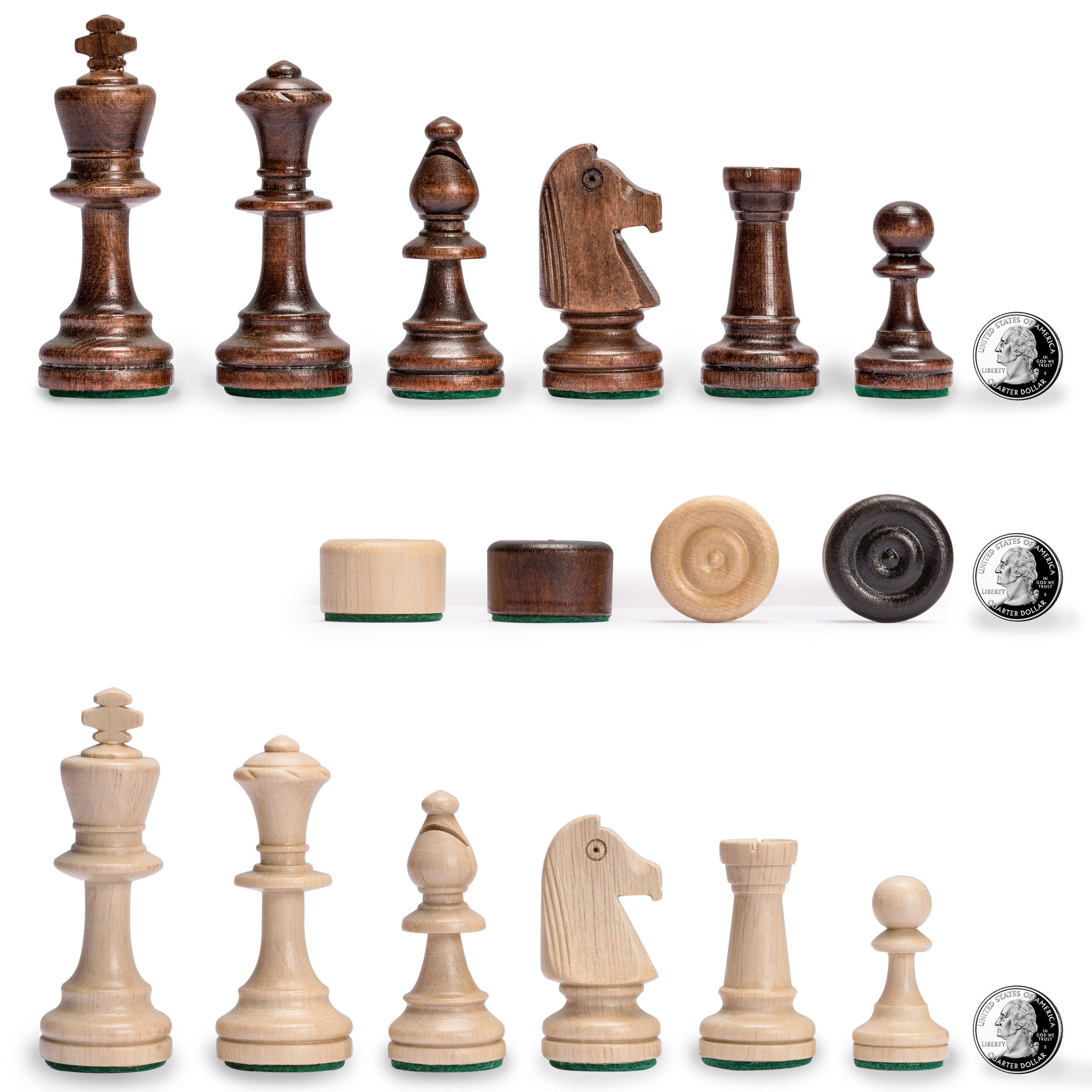 Husaria Large European Wooden Chess and Checkers Multi-Game Set, 19.7 Inches - with Foldable Board, Handcrafted Playing Pieces and Felt-lined Storage-Husaria