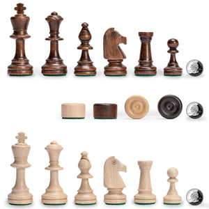 Husaria Large European Wooden Chess and Checkers Multi-Game Set, 19.7 Inches - with Foldable Board, Handcrafted Playing Pieces and Felt-lined Storage-Husaria