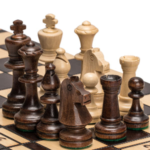 Husaria Large European Wooden Chess and Checkers Multi-Game Set, 19.7 Inches - with Foldable Board, Handcrafted Playing Pieces and Felt-lined Storage-Husaria