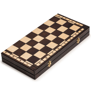 Husaria Large European Wooden Chess and Checkers Multi-Game Set, 19.7 Inches - with Foldable Board, Handcrafted Playing Pieces and Felt-lined Storage-Husaria