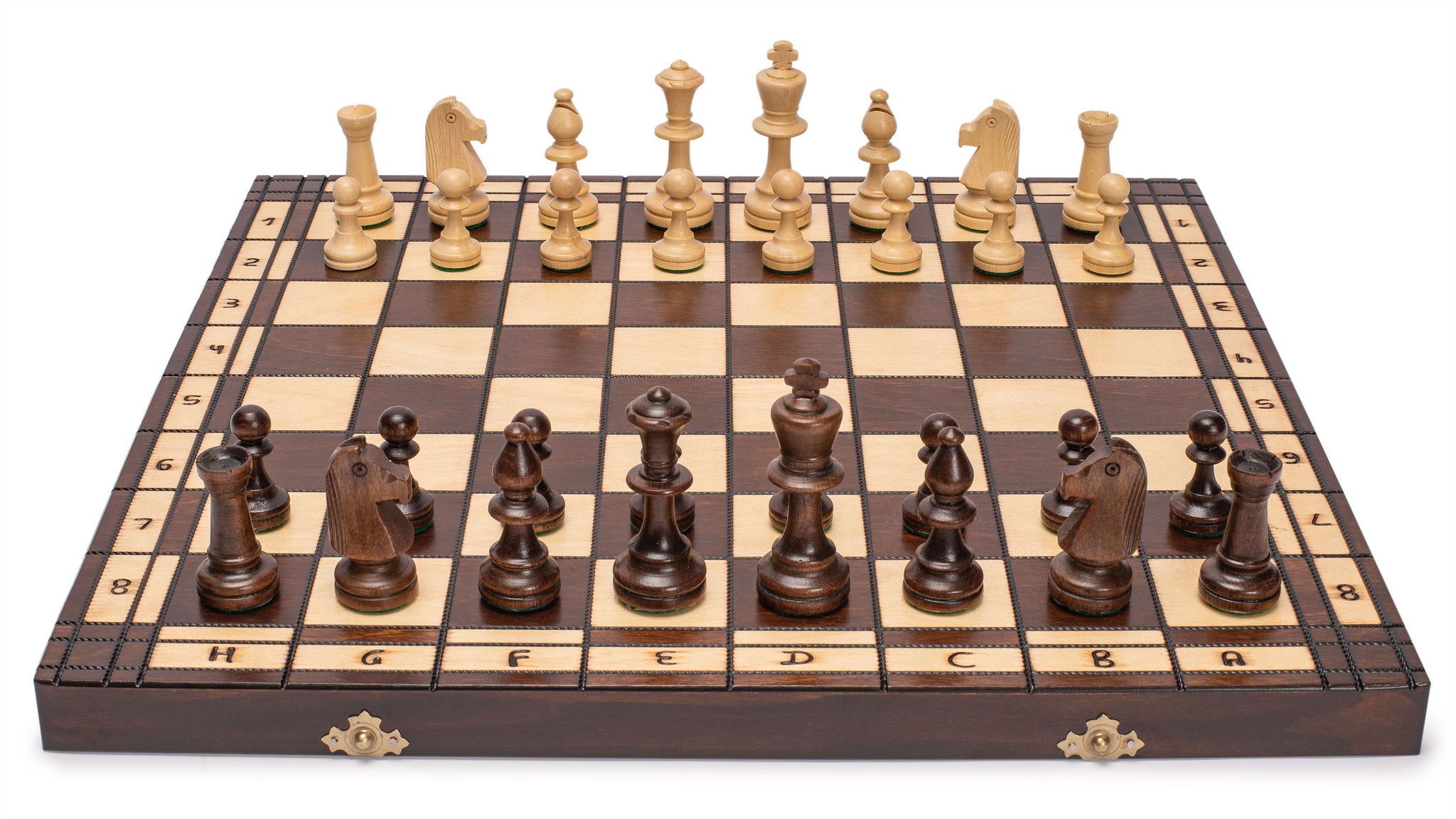 Husaria Large European Wooden Chess and Checkers Multi-Game Set, 19.7 Inches - with Foldable Board, Handcrafted Playing Pieces and Felt-lined Storage-Husaria
