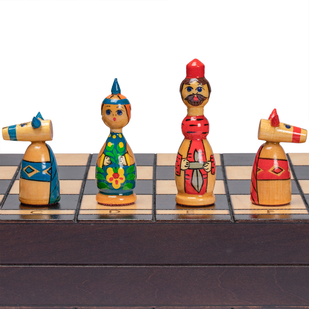 Russian "Babushka" Blue and Red International Chess Set - 16.5"-Husaria