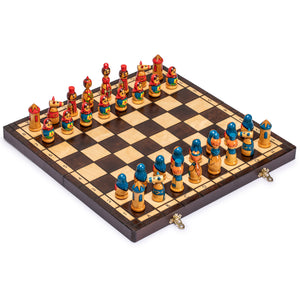 Russian "Babushka" Blue and Red International Chess Set - 16.5"-Husaria