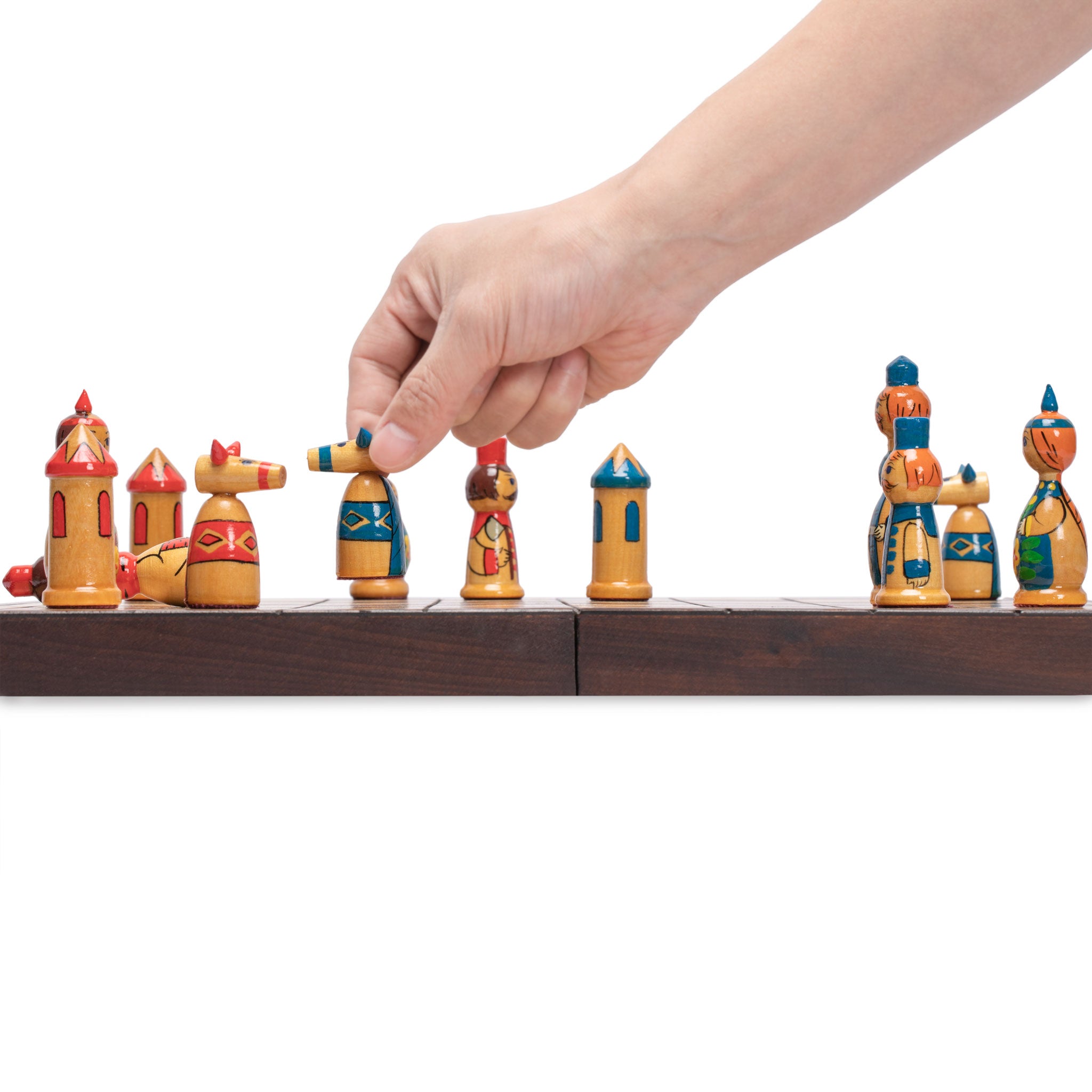 Russian "Babushka" Blue and Red International Chess Set - 16.5"-Husaria