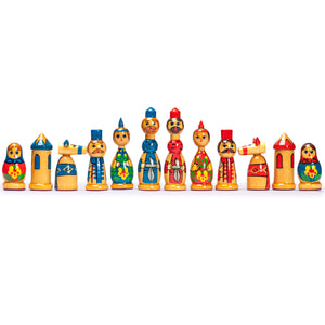 Russian "Babushka" Blue and Red International Chess Set - 16.5"-Husaria