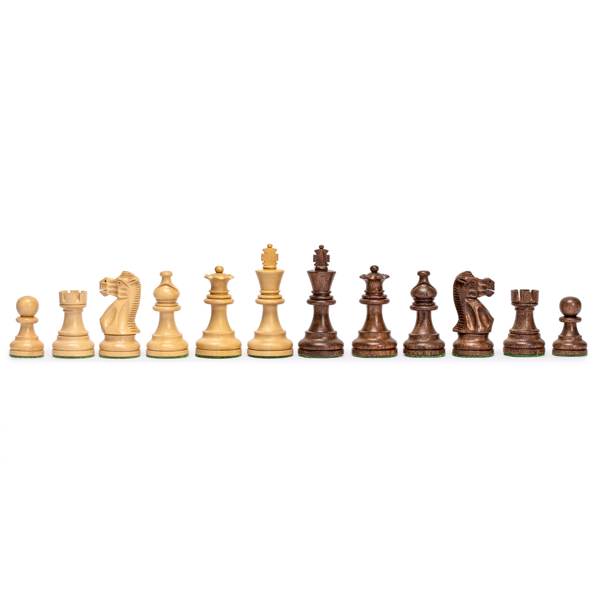 Husaria Staunton Acacia/Boxwood Weighted Chessmen, 3" Kings-Husaria