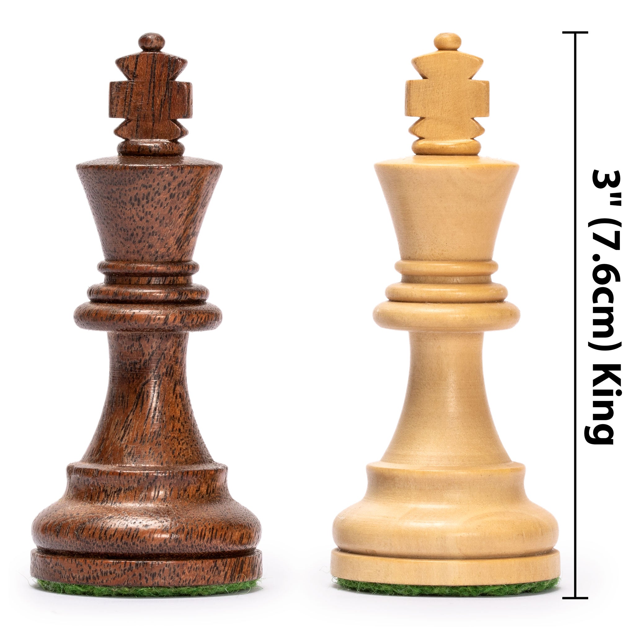 Husaria Staunton Acacia/Boxwood Weighted Chessmen, 3" Kings-Husaria