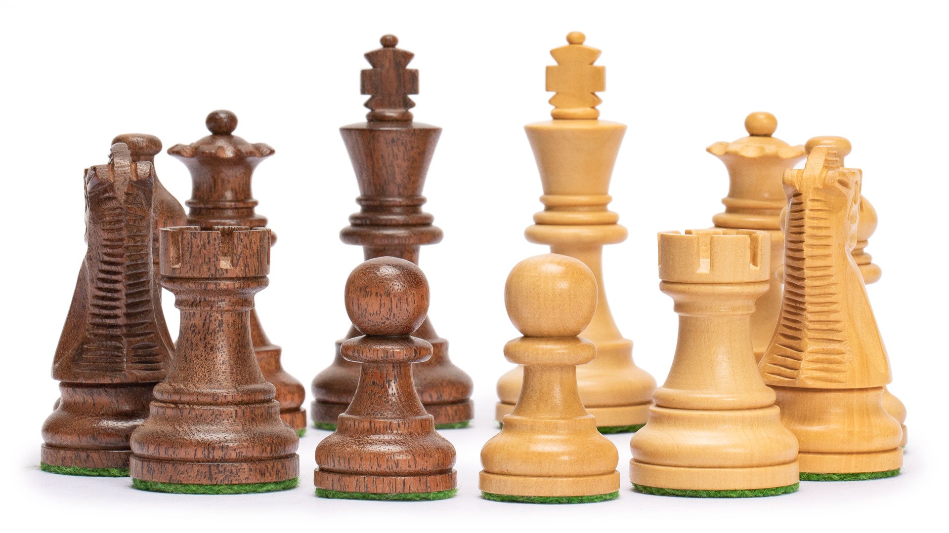 Husaria Staunton Acacia/Boxwood Weighted Chessmen, 3" Kings-Husaria